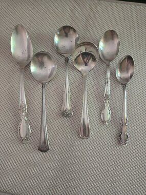 6 assorted style & size spoons, some vintage from 50's.